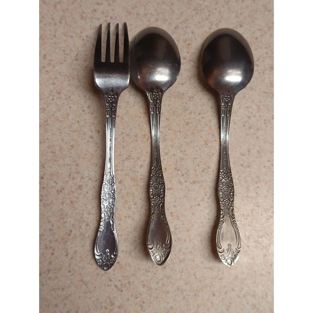 Northland CAROLINA Spoons Fork Korea Stainless Flatware Floral Rose